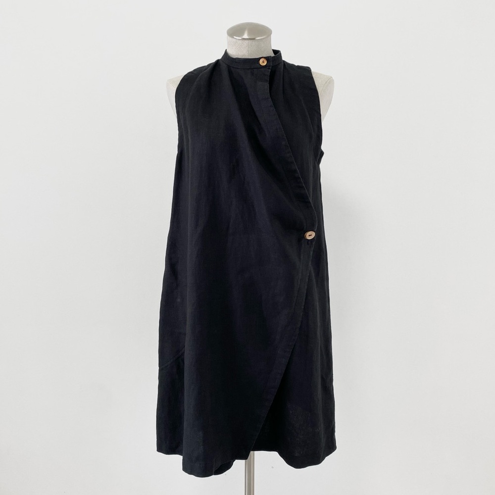Cedar & Vine Linen Wrap Sleeveless Dress Made in Canada